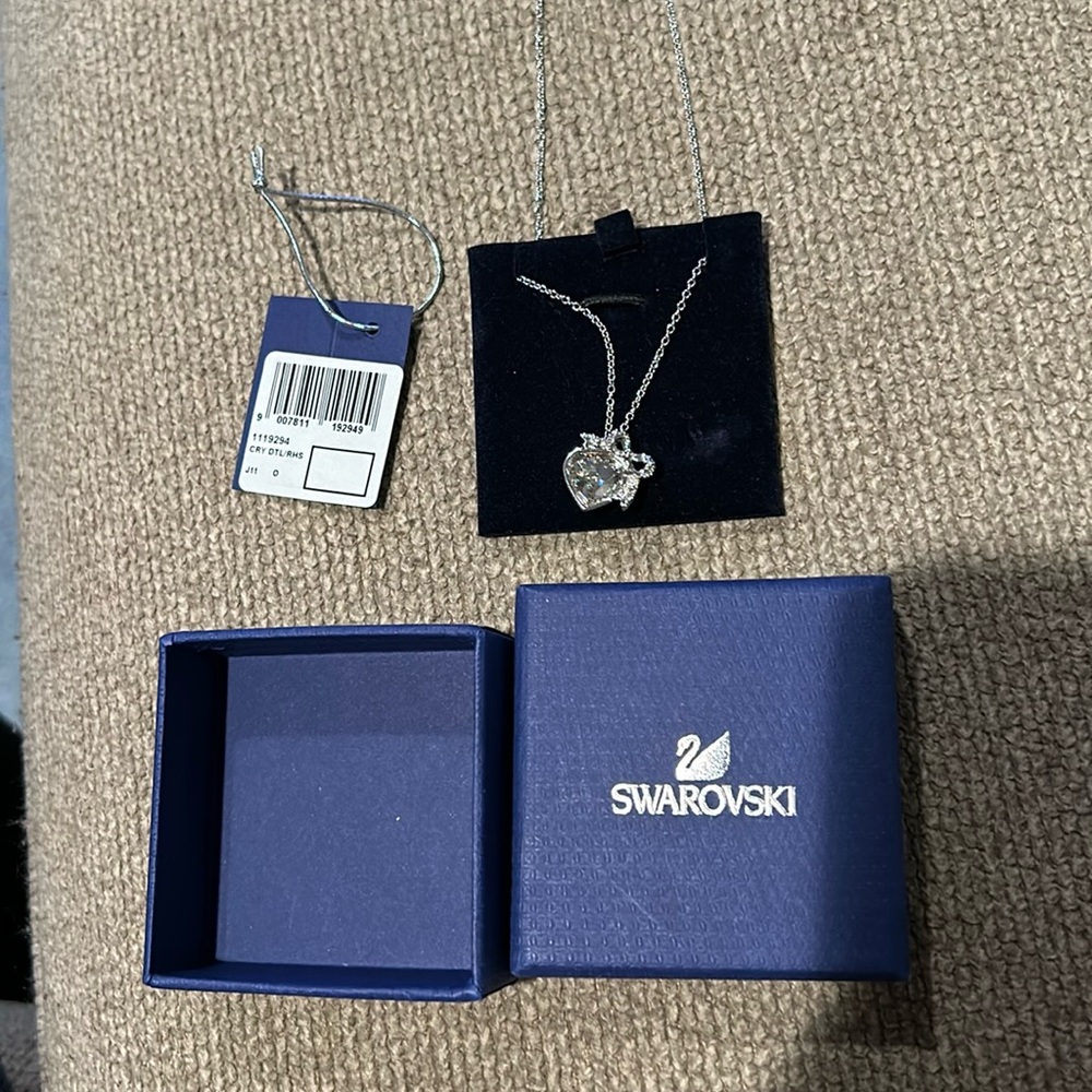 Authentic Swarovski Crystal Necklace Cute Heart Bow Pendant